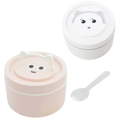 MARMITA DE PLASTICO REDONDO BICHINHO COM COLHER GARFO + TAMPA E ALCA NEX COOK 700ML 8,5X13CM DE Ø