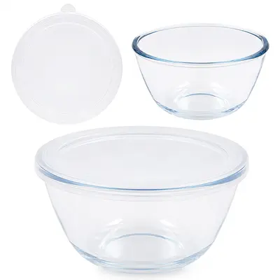 TIGELA DE VIDRO REDONDA BOWL COM TAMPA DE PLASTICO NEX COOK 800ML 8,5X15,5CM DE Ø