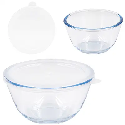 TIGELA DE VIDRO REDONDA BOWL COM TAMPA DE PLASTICO NEX COOK 500ML 7,3X13,2CM DE Ø