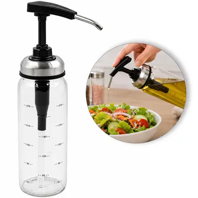 AZEITEIRO / VINAGREIRO DE VIDRO GRADUADO COM TAMPA E BICO DE INOX NEX COOK 300ML