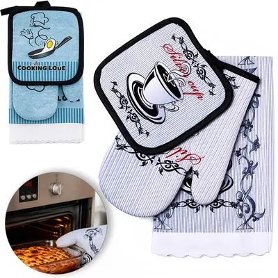 LUVA PARA COZINHA DE POLIESTER TERMICA COM DESCANSO DE PANELA + PANO NEX COOK