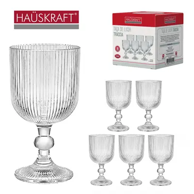 JOGO DE TACA DE VIDRO PARA LICOR / SHOT TRACCIA HAUSKRAFT COM 6 PECAS 80ML