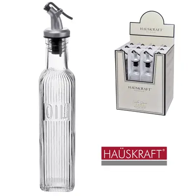 AZEITEIRO DE VIDRO CRISTAL COM BICO DOSADOR PLASTICO LINHA SERVIR PRINT HAUSKRAFT PREMIUM 250ML DP PLAY