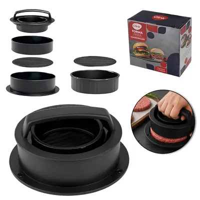 FORMA MODELADORA DE PLASTICO PARA HAMBURGUER RECHEADO 3 EM 1 12,3CM DE Ø
