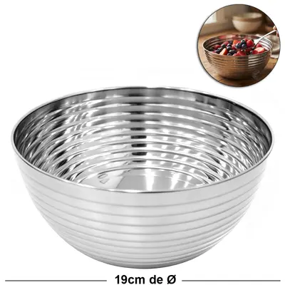 TIGELA REDONDA BOWL FUNDA DE INOX 19CM DE Ø 1,5L