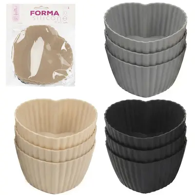 FORMA DE SILICONE CORACAO PARA CUPCAKE FACILITE.UD COM 10 PECAS 7,3X6,7X3CM