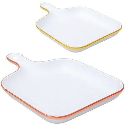 BANDEJA PETISQUEIRA DE PLASTICO QUADRADA COM PEGADOR + BORDA METALIZADA 23X16CM