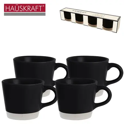 JOGO DE CANECA DE PORCELANA LINHA SERVIR CRETA HAUSKRAFT PREMIUM 4 PECAS 100ML