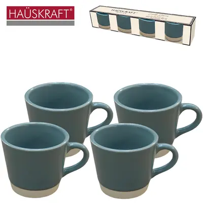 JOGO DE CANECA DE PORCELANA LINHA SERVIR CRETA HAUSKRAFT PREMIUM 4 PECAS 100ML