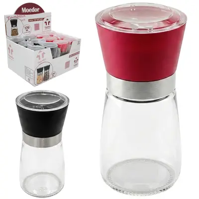 PORTA TEMPERO / MOEDOR DE VIDRO COM TAMPA DE PLASTICO TOP KITCHEN 170ML 13,5X6,4CM DE Ø DP PLAY