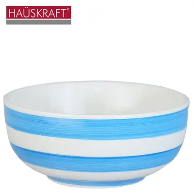 TIGELA CUMBUCA DE PORCELANA BOWL FAIXAS AZUL HAUSKRAFT 320ML