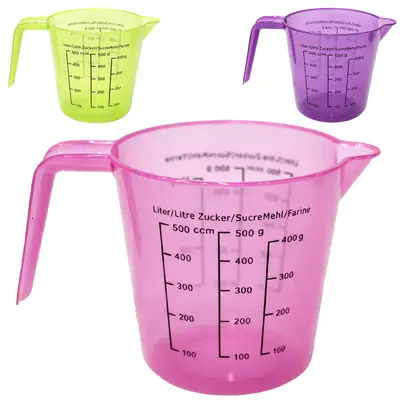 JARRA DE MEDIDA / DOSADOR GRADUADO DE PLASTICO TRANSCOLOR 500ML