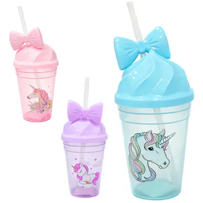 COPO COM TAMPA SORVETE E CANUDO DE PLASTICO LACO 400ML
