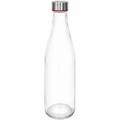 GARRAFA DE AGUA DE VIDRO COM TAMPA DE INOX 500ML
