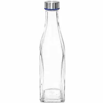 GARRAFA DE AGUA DE VIDRO COM TAMPA DE INOX 500ML
