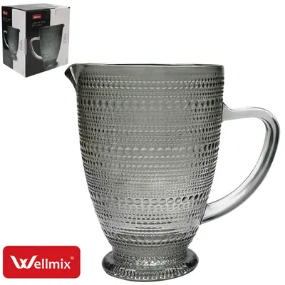 JARRA DE VIDRO PREMIUM PALLA COLLECTION CINZA FUME 1,3L