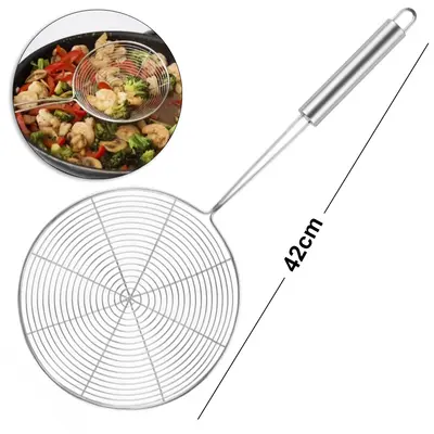ESCUMADEIRA PARA FRITURA DE INOX ARAMADA 42X19,5CM DE Ø