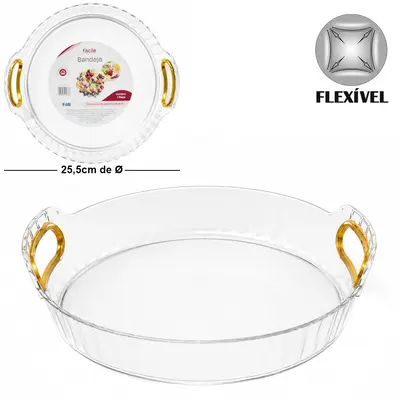 BANDEJA DE PLASTICO PET FLEXIVEL REDONDA COM ALCA FACILE M 5,7X26,3X25,5CM DE Ø