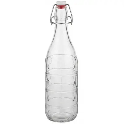 GARRAFA DE AGUA DE VIDRO QUADRICULADO COM TAMPA HERMETICA E FECHO 1L