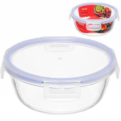 POTE DE VIDRO BOROSSILICATO REDONDO COM TAMPA HERMETICA E TRAVA 850ML