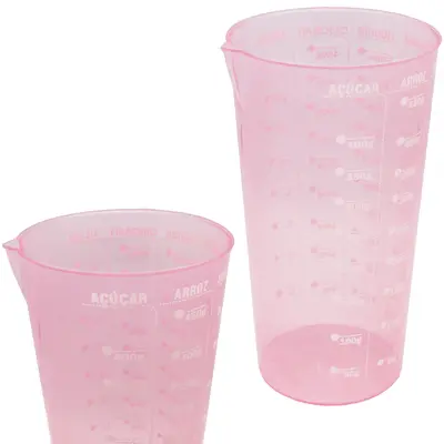COPO DE MEDIDA / DOSADOR GRADUADO DE PLASTICO ROSA COM BICO DONA COTTA 570ML