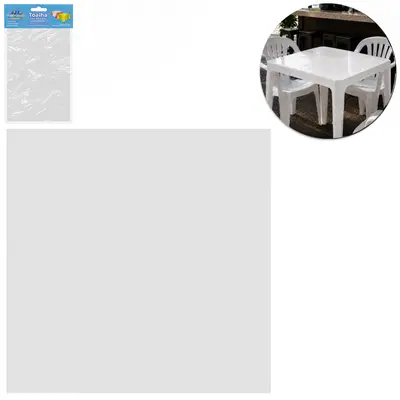 TOALHA PEROLADA BRANCA DE MESA DE PLASTICO QUADRADA COM 10 PECAS 70X70CM