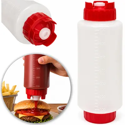 BISNAGA INVERTIDA DOSADORA DE PLASTICO PROFISSIONAL LISA PARA KETCHUP 700ML