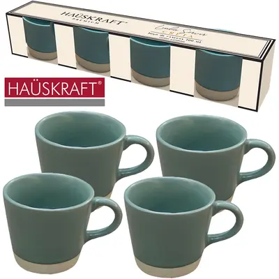 JOGO DE CANECA DE PORCELANA LINHA SERVIR CRETA HAUSKRAFT PREMIUM 4 PECAS 100ML