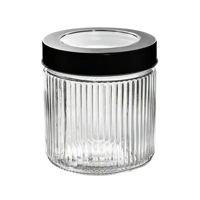 POTE DE VIDRO REDONDO COM TAMPA DE METAL 800ML