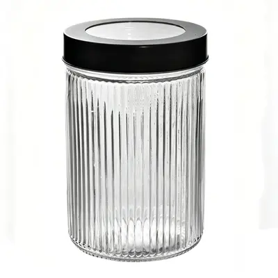 POTE DE VIDRO REDONDO COM TAMPA DE METAL 1200ML