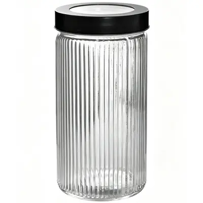 POTE DE VIDRO REDONDO COM TAMPA DE METAL 1800ML