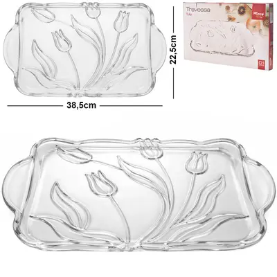BANDEJA TRAVESSA DE VIDRO RETANGULAR TULIP 38,5X22,5CM
