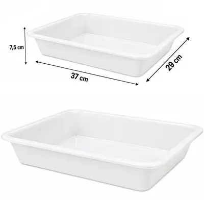 BANDEJA DE PLASTICO RETANGULAR LEITOSA MULTIUSO COM ALCA 5,5L 37X29X7,5CM