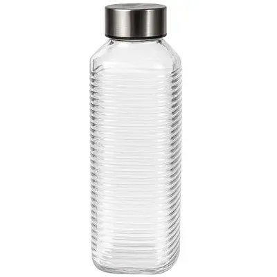 GARRAFA DE AGUA DE VIDRO ESSENZA COM TAMPA DE INOX 1L