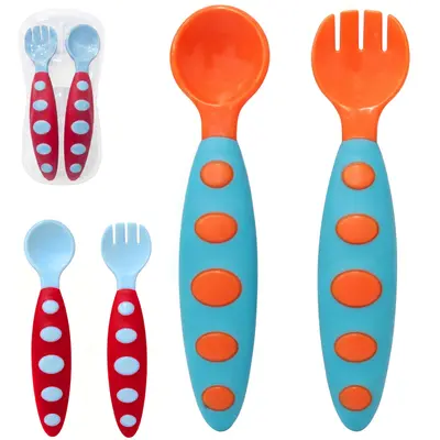 CONJUNTO DE TALHER INFANTIL DE PLASTICO COM COLHER + GARFO NO ESTOJO