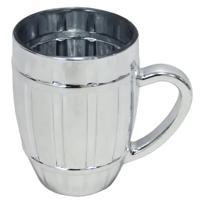 CANECA XICARA DE VIDRO ROYAL METALIZADO PRATA 500ML
