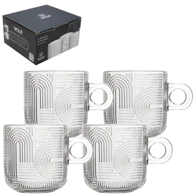 JOGO DE CANECA XICARA DE VIDRO FRANKFURT WOLFF 4 PECAS 100ML