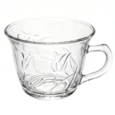 CANECA XICARA DE VIDRO PARA CHA FLORES SODA LIME 170ML