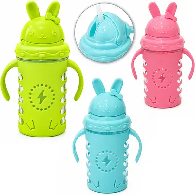 COPO BABY COM TAMPA E CANUDO + ALCA DE PLASTICO 300ML