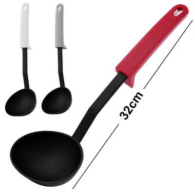 CONCHA DE NYLON PRETO CABO BRANCO / CINZA / VERMELHO CHERRY 32X10CM