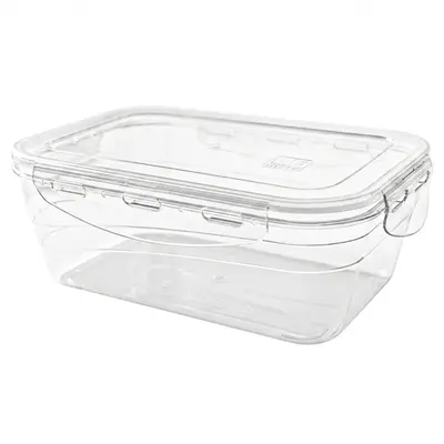 POTE DE PLASTICO RETANGULAR COM TAMPA HERMETICA E TRAVA 1000ML 19X13X7CM
