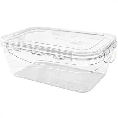 POTE DE PLASTICO RETANGULAR COM TAMPA HERMETICA E TRAVA 1500ML 21X14,5X8CM