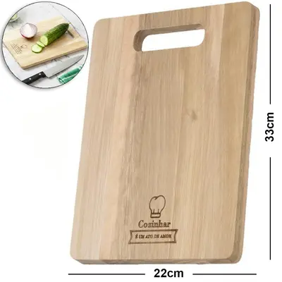 TABUA DE CORTE DE MADEIRA EUCALIPTO MULTIUSO RETANGULAR 33X22CM