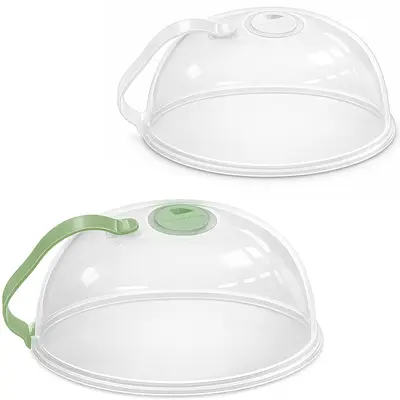 TAMPA DE MICROONDAS DE PLASTICO PARA ALIMENTOS COM VALVULA E ALCA 9X26CM DE Ø