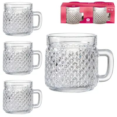 JOGO DE CANECA XICARA DE VIDRO PARA CAFE BARROCO COM 4 PECAS 80ML