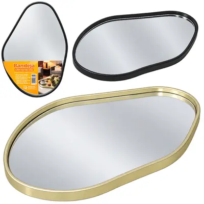 BANDEJA DE PLASTICO COM ESPELHO DECORATIVA INTER DECOR 28,5X18,5X1,5CM