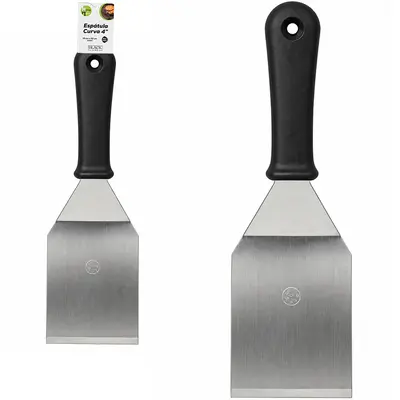 ESPATULA DE COZINHA DEGRAU CURVA DE INOX CABO PLASTICO BLACK LINE 4'' 32X10CM