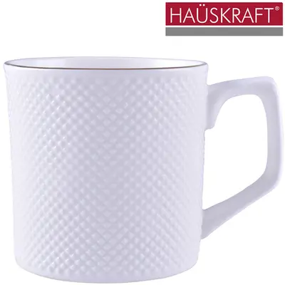 CANECA DE PORCELANA COM BORDA DOURADA BONE CHINA RENNES HAUSKRAFT PREMIUM 210ML
