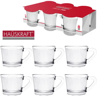 JOGO DE CANECA XICARA DE VIDRO PARA CAFE / CAPPUCCINO HANA HAUSKRAFT COM 6 PECAS 90ML