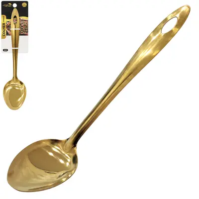 COLHER DE ARROZ DOURADA PREMIUM TOP CASA DE INOX 28X5,5CM